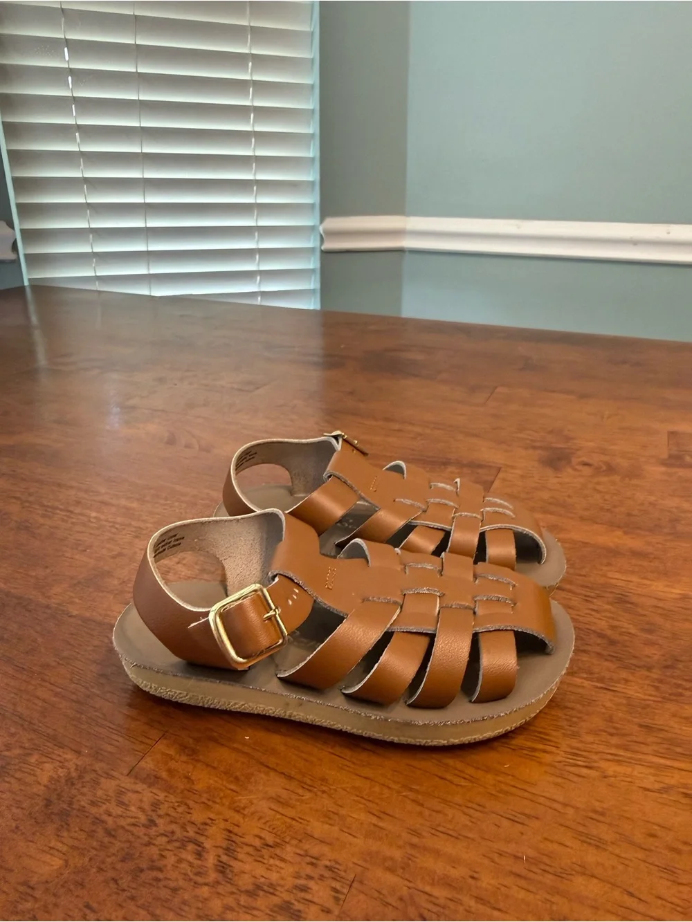 Salt Water Sandals Sun-San Sailor Tan Leather Kids Toddler Fisherman Shoes 8